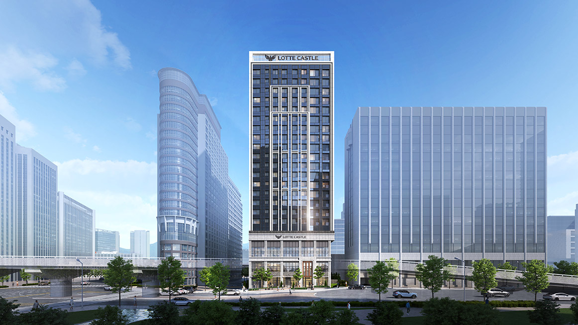 1~2인 세대와 직장인을 타겟으로 한 세련된 외관 디자인의 덕수궁 롯데캐슬 136