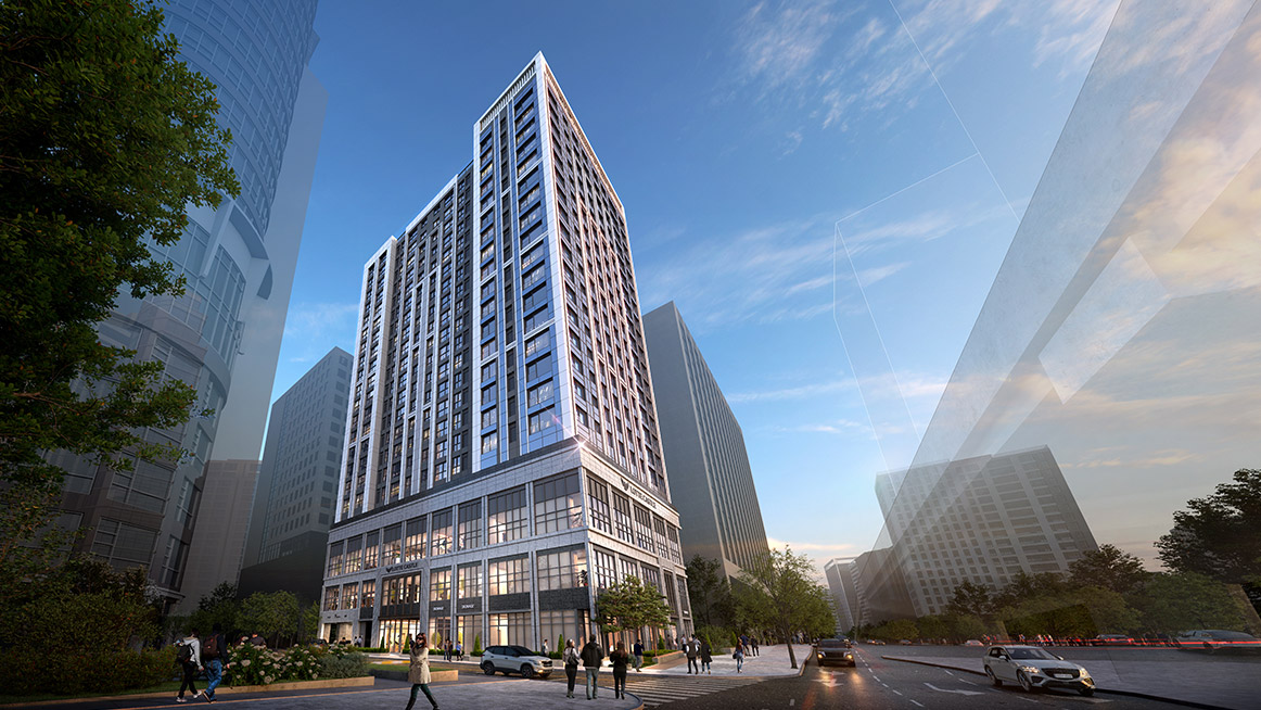 공동주택 102세대와 오피스텔 34실로 구성된 덕수궁 롯데캐슬 136 단지 전경